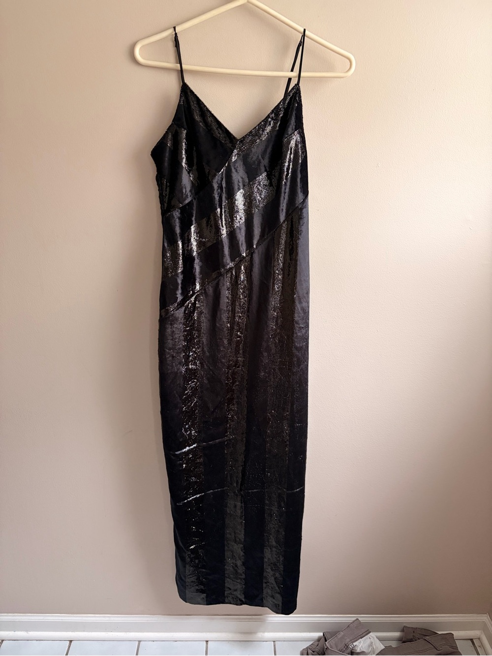 Yumi Kim BHLDN Black Sequin Maxi Slip Dress